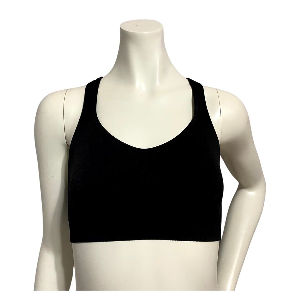 Black Seamless Racing Back Stretch Sports Athletics Bra